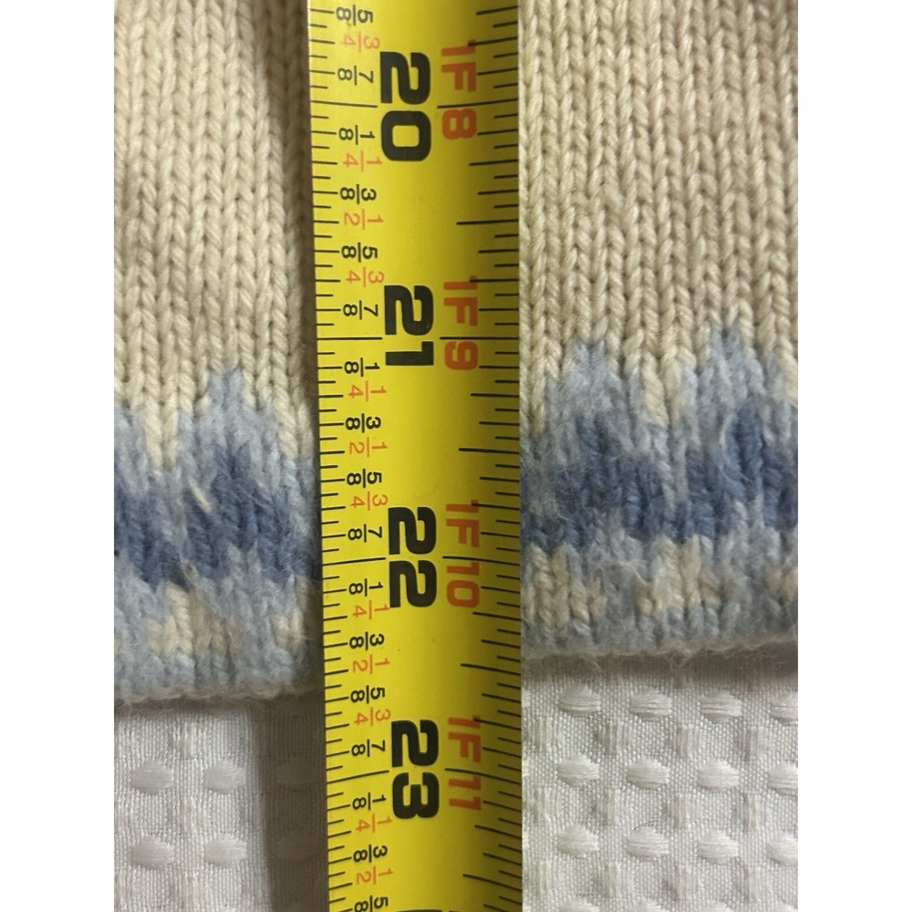 Handmade in Denmark‎ Wool XS (32" Chest) Fair Isle Cardigan Cream Blue Vintage - Picture 13 of 16